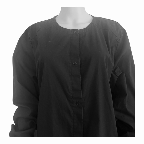 Cherokee Workwear medical top scrub jacket XL black button up front pockets - Picture 2 of 12